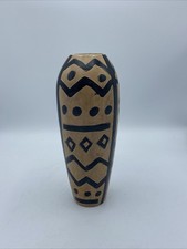 Handmade African Kenya Besmo Carved Painted Vase