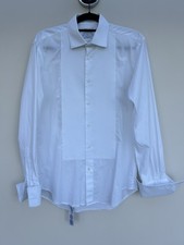 TM Lewin Dinner Tuxedo Shirt 16 White Marcella Black Tie Evening London Slim Fit