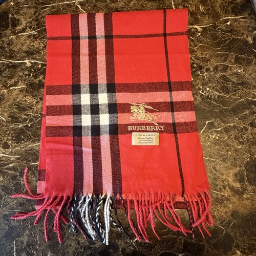 Burberry red check scarf 100 - scarf, 100%