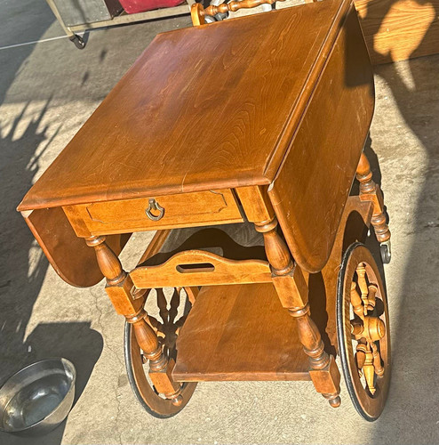 Wood drop leaf serving cart - wood,