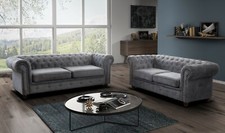 Chesterfield Fabric Grey Sofas