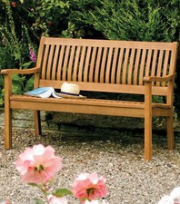 HARDWOOD GARDEN BENCH WOOD ROWLINSON TWO SEATER OUTDOOR SEATING PARK SEAT TIMBER