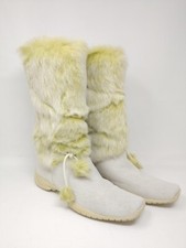 (7) FUNKY! Apres Ski Boots by DIAVOLEZZA Fur SHEARLING Italy Light Green White