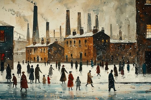 Lowry style factory going - l,
