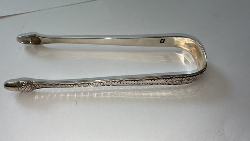 Solid silver sugar tongs - sugar,