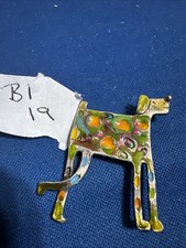 Vintage Sterling Silver And Enamel Modernist Dog Brooch