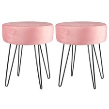 Round Velvet Footstool Ottoman Stool Pouffe Seat Vanity Dressing Table Stool