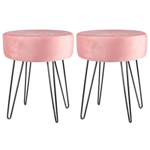 Round velvet footstool ottoman - velvet,