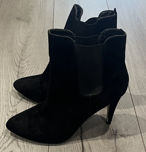 Black suede effect pointed toe - black,