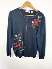 Vintage Black Knit Embroidered