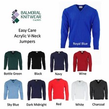 Balmoral Acrylic V Neck Jumper Knitwear Warm Sweater Long Sleeve Good Value