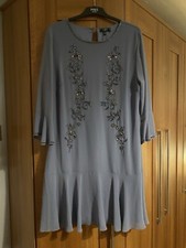 Lipsy occasion Dress Grey/blue, Size 16 Small Fit,  Beaded Detail