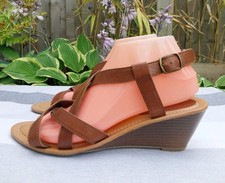Matalan Tan Brown Strappy Sandals Shoe Size 6 UK/39 EU Mid Wedge Summer Holiday