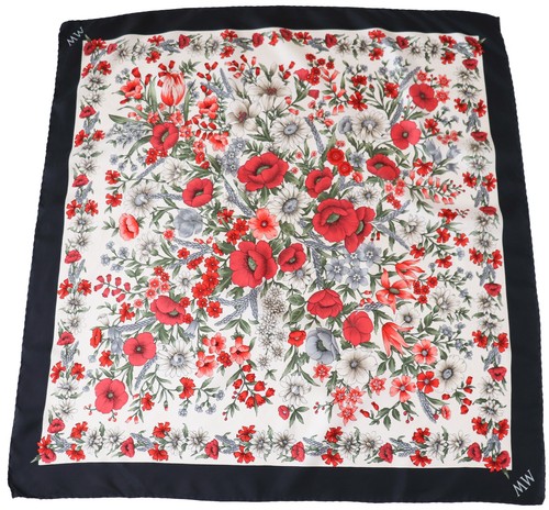 Poppy print silk scarf - print,