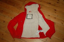 EUC A&F Abercrombie Kids Red Sherpa Fleece Lined Hooded Coat Jacket L 10-12 £85
