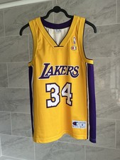 Champion LA Lakers #34 Shaq O’Neal NBA Basketball Jersey Vest - Small - Yellow