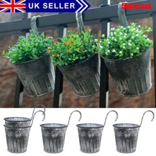 5PCS Retro Metal Hook Flower Pot Hanging Balcony Plant Holder Fence Garden Pots