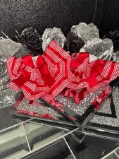 ❤️Huge 3 tiered Beautiful Gingham Tartan Ankle Socks School Nursery Bow  ❤️