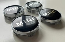 4 Pcs Mini Cooper Alloy Wheel Centre Cap Hub Brand New 60mm Black Silver Text