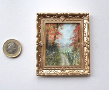 DOLLS HOUSE ORIGINAL HAND PAINTED SHEEP IN FIELD  SIGNED LANDSCAPE MINI PAINTING