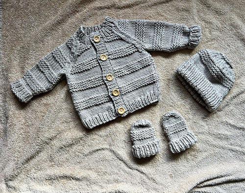Handknitted jacket hat and - handknitted, ,hat