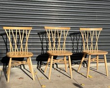 3x Vintage Ercol Oak Dining Chairs