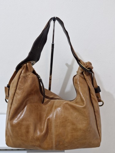Tan leather slouch hobo - leather,
