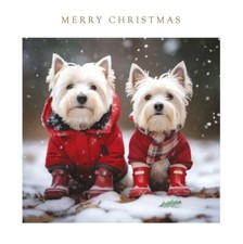 CHARITY CHRISTMAS WESTIE DOG CARD ~ FUNNY DRESSED WESTIES ~SINGLE ~SEE PIC/DESCR