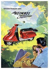 VINTAGE HEINKEL TOURIST SCOOTER ADVERTISING A2 POSTER PRINT