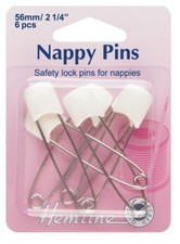 Hemline Baby Nappy Pins 5.5cm Pack of 6 Blue Pink White