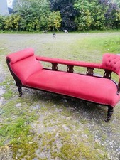 Antique carved Victorian double scoop end chaise longue / day bed / sofa settee