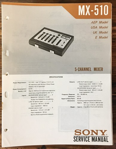 Sony 510 mixer service - mixer,