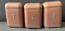 Blush Pink Glitz Tea Coffee Sugar Canisters Set of 3 – 1.5L Steel Storage Jars.