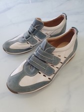 Luftpolster White Blue Leather Trainers UK 4.5 EU 37.5 US 6.5 Shoes Straps Suede