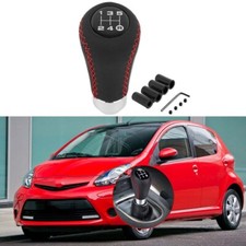 For Toyota Aygo Leather Car Shifter Knob 5 Speed Manual Gear Lever Stick Head