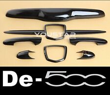 UK SELLER GLOSS BLACK COMBO TRIMS DE-CHROME DE-500 For FIAT ABARTH 500 595 695