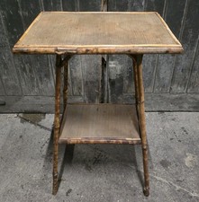 Vintage Oriental Bamboo Side Table Occasional Table Plant Stand