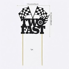 Two Fast Cake Topper Black