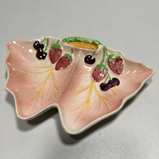 Avon Ware Strawberries & Cherries Dish Leaf Shape Mid Century c.1950's