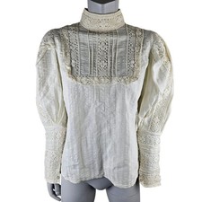 Laura Ashley Blouse Womens 10 1960s Vintage Edwardian Style Lace Pintuck