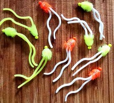 9 x Egg Worm Fly, Mixed Colours, Size 10 Barbless, Hothead Beads