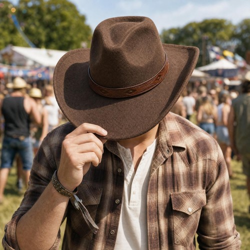 Brown felt western - felt,