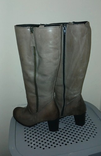 Pavers grey real leather boots - grey,