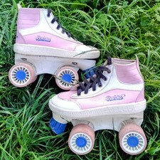 1980s Barbie Kitty Stamm Kids Girls Women's Quad Roller Skates Boots UK Size 3