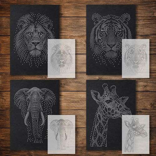 Safari stipple art stencil - safari,