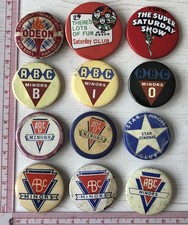 12 VTg Og childrens cinema Pin Badges EMI Saturday Show ABC Minors Matinee Odeon