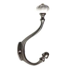 Individual Cast Iron & Ceramic Coat Hook in Natural Iron 