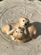 Vintage North Light Golden Labrador Puppies Lying Down Figurine. Signed