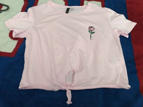 Pink rose crop tshirt - h&m,