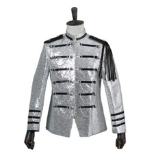 Men Shiny Sequin Hussar Jacket